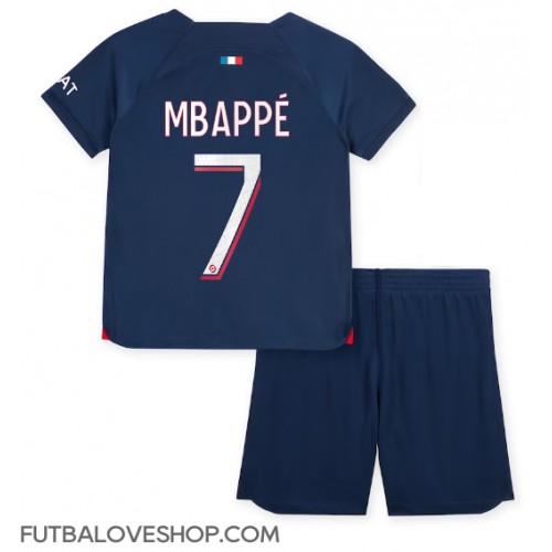 Dres Paris Saint-Germain Kylian Mbappe #7 Domáci pre deti 2023-24 Krátky Rukáv (+ trenírky)